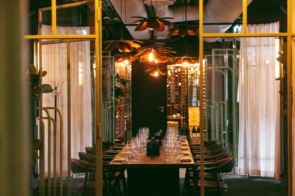 Tollbua's Chambre Séperée: a private dining space alongside  the restaurant's vintage wine cabinet.