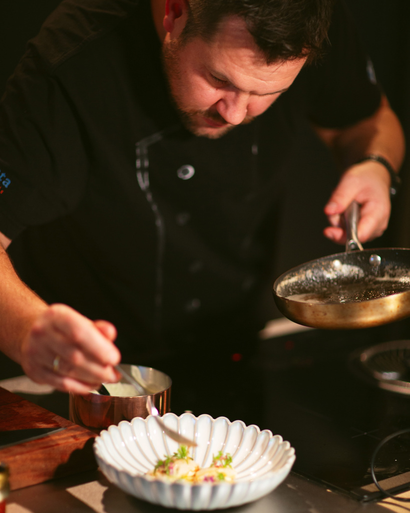 Christopher Davidsen cooking at home